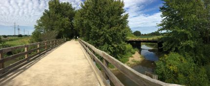 Wide view of Wauponsee Glacial Trail bridges